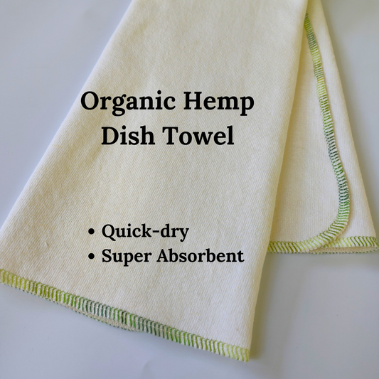 Quick-dry Hemp Dish Towel - Organic Hemp and Cotton - Super Absorbent - Kitchen Tea Towel - 15 x 25 inches