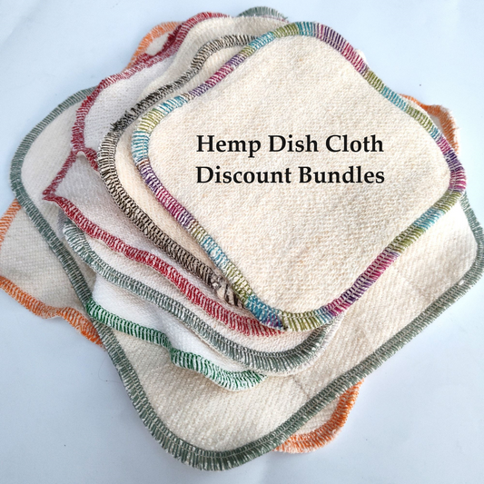 Grab Bag Hemp Wash Cloths - Set of 6 Hemp Dish Cloths - Discounted Seconds