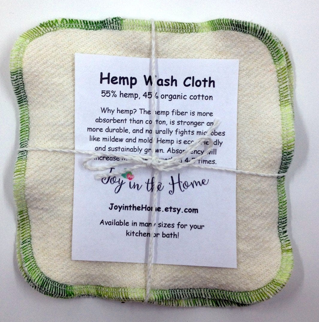 Two 6x6 hemp dishcloths